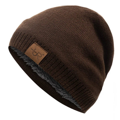 Unisex Winter Hats Solid Color Knitted Hats For Men And Women Beanie Cap Outdoor Add Fur Lining Warm Sports Hats|TINMICO - TINMICO