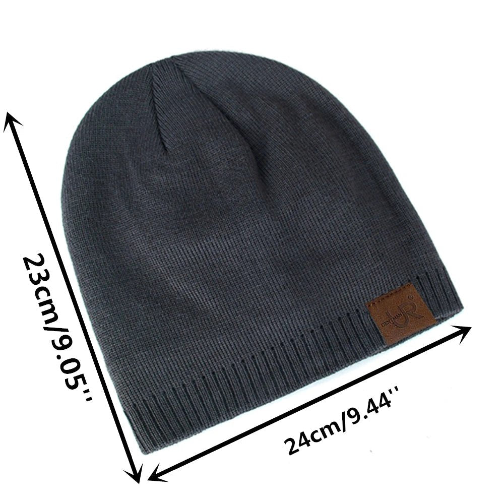 Unisex Winter Hats Solid Color Knitted Hats For Men And Women Beanie Cap Outdoor Add Fur Lining Warm Sports Hats|TINMICO - TINMICO