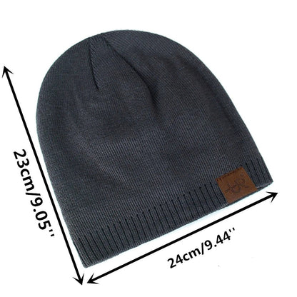 Unisex Winter Hats Solid Color Knitted Hats For Men And Women Beanie Cap Outdoor Add Fur Lining Warm Sports Hats|TINMICO - TINMICO