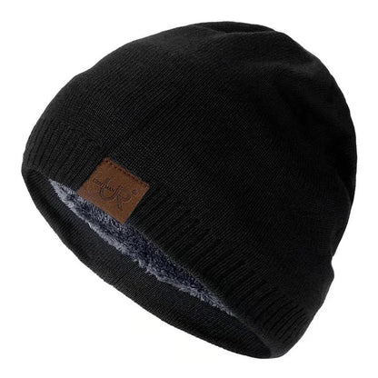Unisex Winter Hats Solid Color Knitted Hats For Men And Women Beanie Cap Outdoor Add Fur Lining Warm Sports Hats|TINMICO - TINMICO