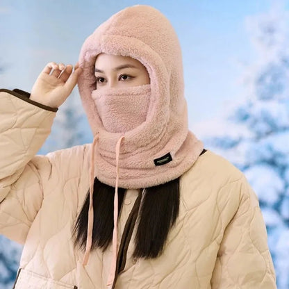 Windproof Cap Hood Thermal Winter Balaclava Drawstring Keep Warm Ski Mask Hat Women,Soft Solid Color Cycling TINMICO - TINMICO