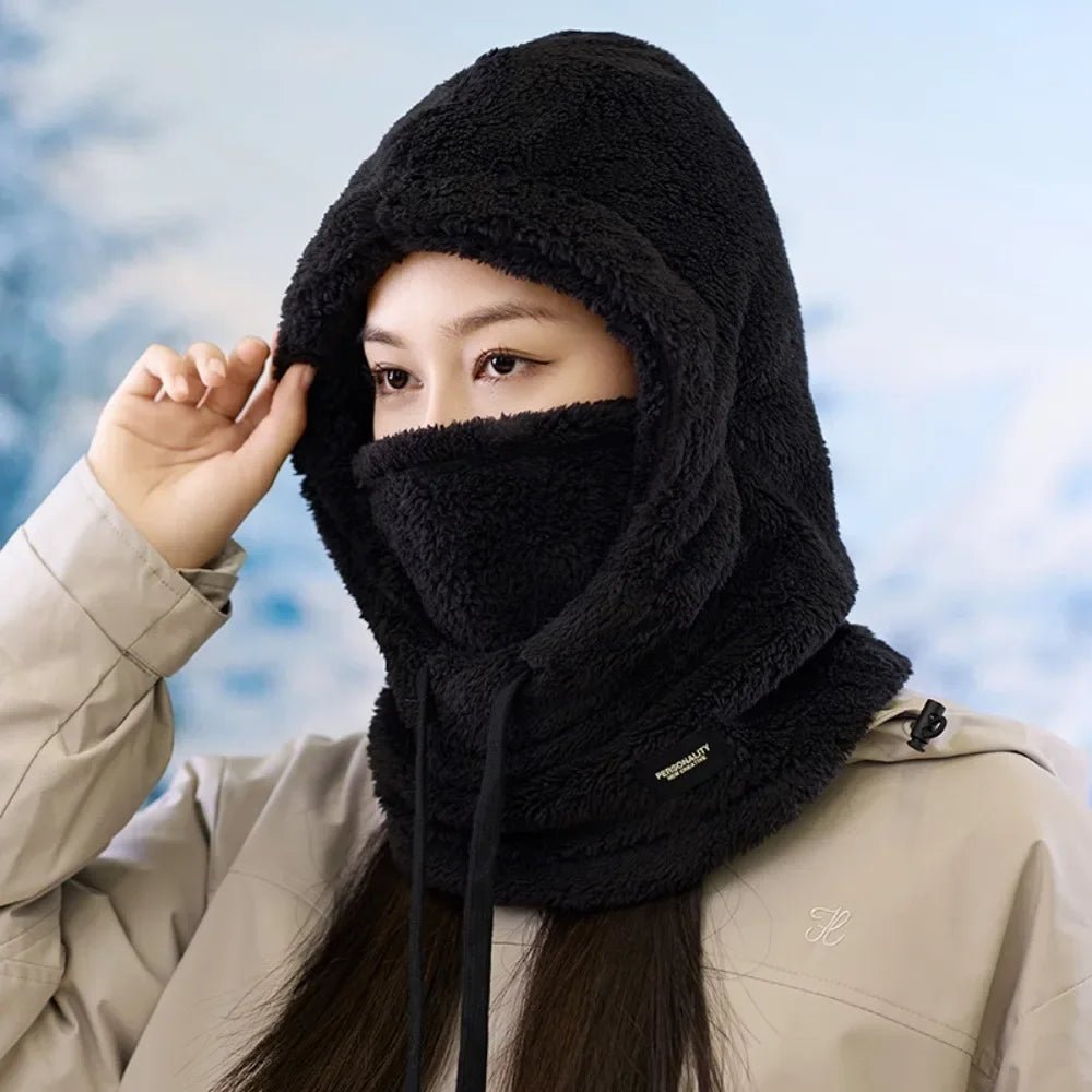 Windproof Cap Hood Thermal Winter Balaclava Drawstring Keep Warm Ski Mask Hat Women,Soft Solid Color Cycling TINMICO - TINMICO