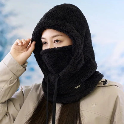 Windproof Cap Hood Thermal Winter Balaclava Drawstring Keep Warm Ski Mask Hat Women,Soft Solid Color Cycling TINMICO - TINMICO