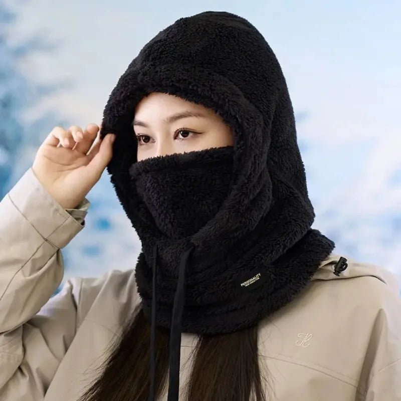 Windproof Cap Hood Thermal Winter Balaclava Drawstring Keep Warm Ski Mask Hat Women,Soft Solid Color Cycling TINMICO - TINMICO
