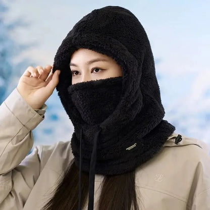 Windproof Cap Hood Thermal Winter Balaclava Drawstring Keep Warm Ski Mask Hat Women,Soft Solid Color Cycling TINMICO - TINMICO