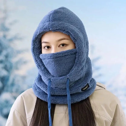 Windproof Cap Hood Thermal Winter Balaclava Drawstring Keep Warm Ski Mask Hat Women,Soft Solid Color Cycling TINMICO - TINMICO