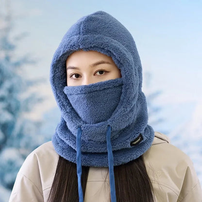 Windproof Cap Hood Thermal Winter Balaclava Drawstring Keep Warm Ski Mask Hat Women,Soft Solid Color Cycling TINMICO - TINMICO