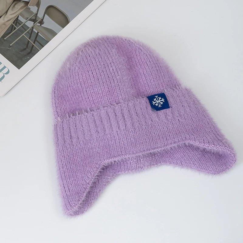 Winter Hat Candy Colors Fashion Faux Fur Knitted Hat Kpop Style Soft Beanie Hats Female Streetwear Cap - TINMICO