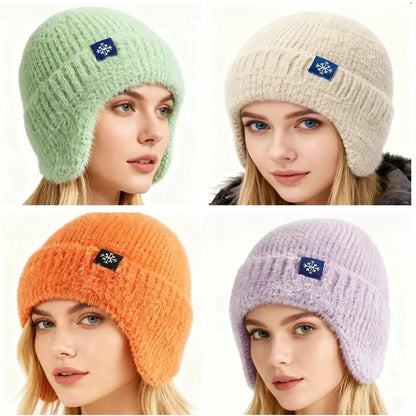 Winter Hat Candy Colors Fashion Faux Fur Knitted Hat Kpop Style Soft Beanie Hats Female Streetwear Cap - TINMICO