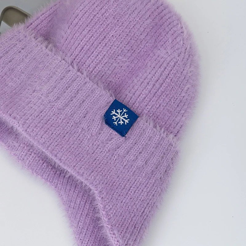 Winter Hat Candy Colors Fashion Faux Fur Knitted Hat Kpop Style Soft Beanie Hats Female Streetwear Cap - TINMICO