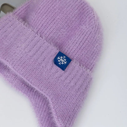 Winter Hat Candy Colors Fashion Faux Fur Knitted Hat Kpop Style Soft Beanie Hats Female Streetwear Cap - TINMICO