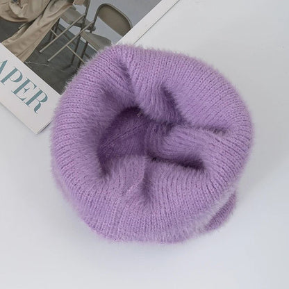 Winter Hat Candy Colors Fashion Faux Fur Knitted Hat Kpop Style Soft Beanie Hats Female Streetwear Cap - TINMICO