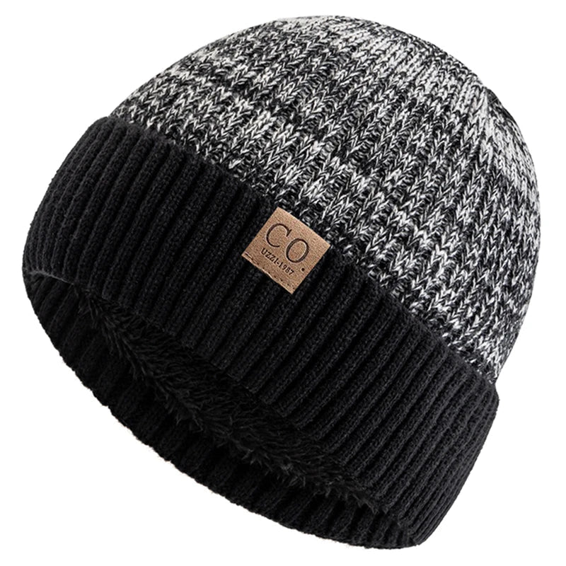 Winter Hats Add Fur Lined Fashion Warm Beanie Cap Casual Winter Knitted Hats Unisex Two-Tone |TINMICO - TINMICO