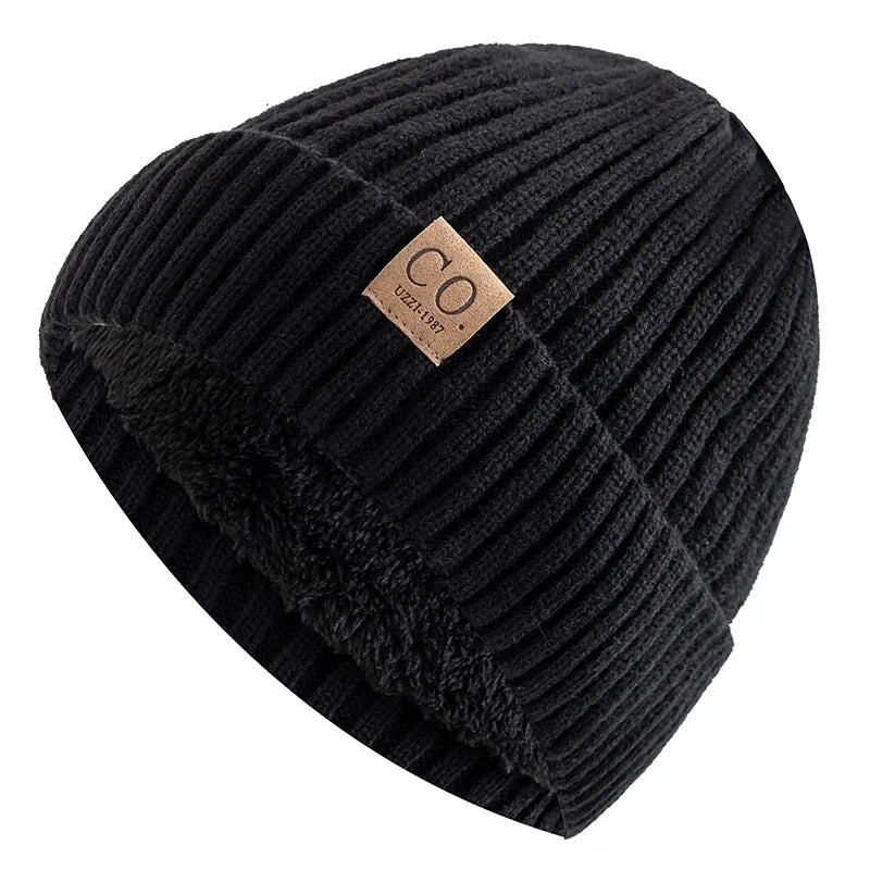 Winter Hats Add Fur Lined Fashion Warm Beanie Cap Casual Winter Knitted Hats Unisex Two-Tone |TINMICO - TINMICO