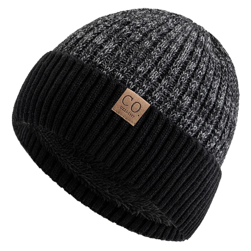 Winter Hats Add Fur Lined Fashion Warm Beanie Cap Casual Winter Knitted Hats Unisex Two-Tone |TINMICO - TINMICO