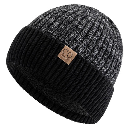 Winter Hats Add Fur Lined Fashion Warm Beanie Cap Casual Winter Knitted Hats Unisex Two-Tone |TINMICO - TINMICO