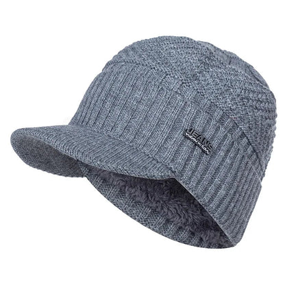 Winter Hats Stylish Add Fur Lined Soft Beanie Cap With Brim Thick Winter Knitted Hats For Men & Women,Unisex Warm TINMICO - TINMICO