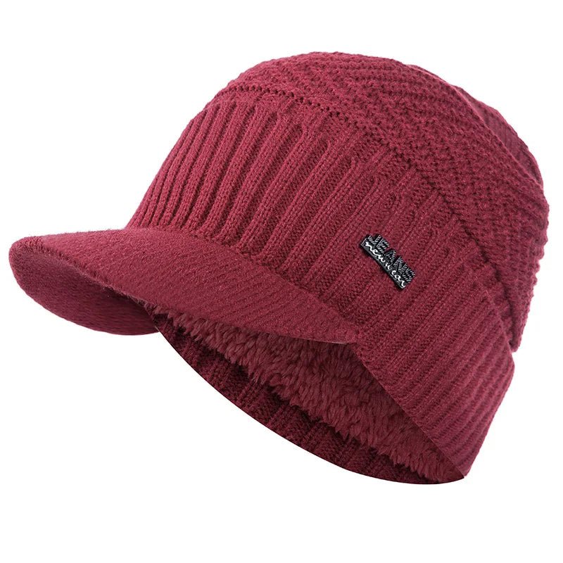 Winter Hats Stylish Add Fur Lined Soft Beanie Cap With Brim Thick Winter Knitted Hats For Men & Women,Unisex Warm TINMICO - TINMICO