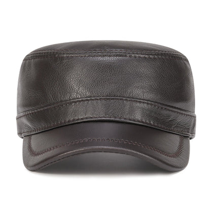 Winter Leather Cadet Army Cap Cabbies Adjustable Soft Flat Top Military Style Hat for Men | TINMICO - TINMICO