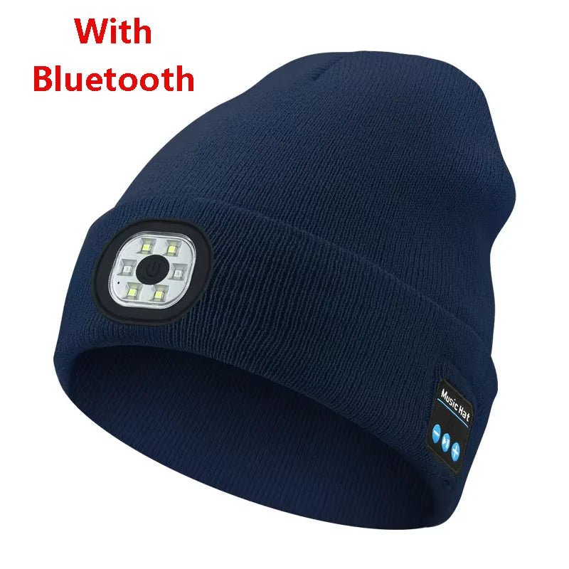 Wireless Bluetooth music knitted hat new outdoor led lighting rechargeable detachable luminous sleeve cap - TINMICO