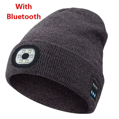 Wireless Bluetooth music knitted hat new outdoor led lighting rechargeable detachable luminous sleeve cap - TINMICO