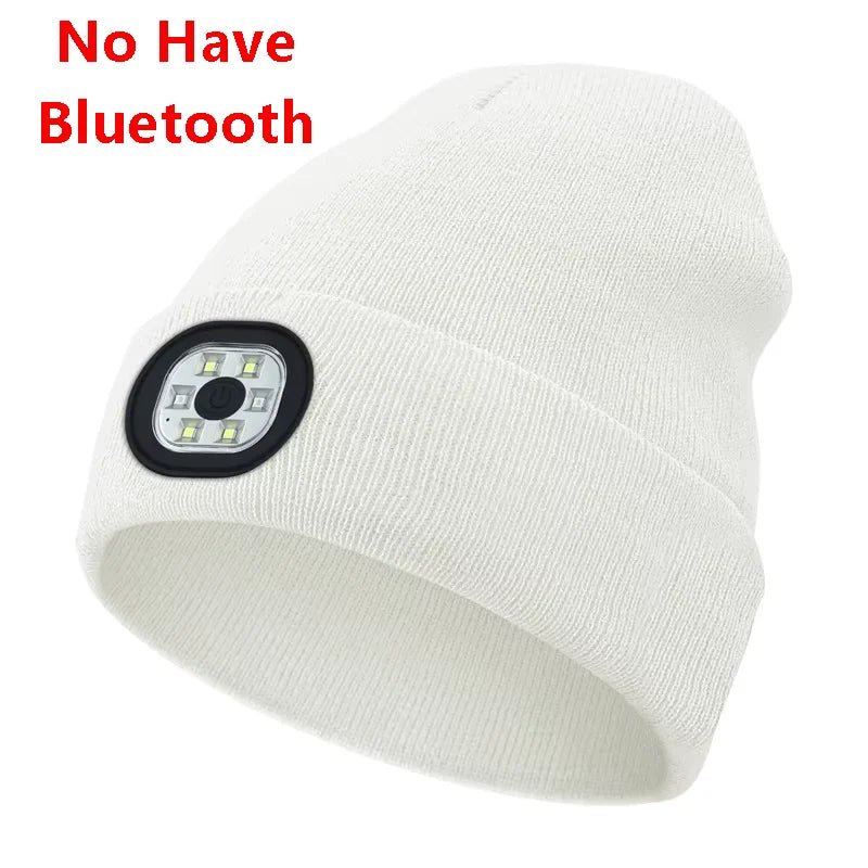 Wireless Bluetooth music knitted hat new outdoor led lighting rechargeable detachable luminous sleeve cap - TINMICO
