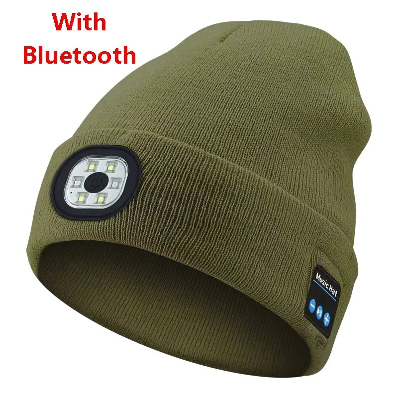 Wireless Bluetooth music knitted hat new outdoor led lighting rechargeable detachable luminous sleeve cap - TINMICO