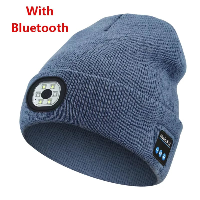 Wireless Bluetooth music knitted hat new outdoor led lighting rechargeable detachable luminous sleeve cap - TINMICO