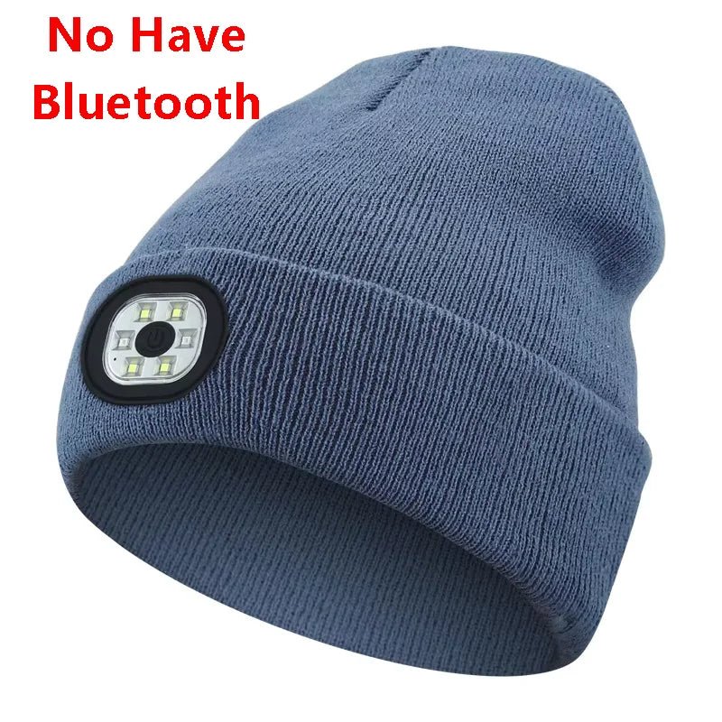 Wireless Bluetooth music knitted hat new outdoor led lighting rechargeable detachable luminous sleeve cap - TINMICO