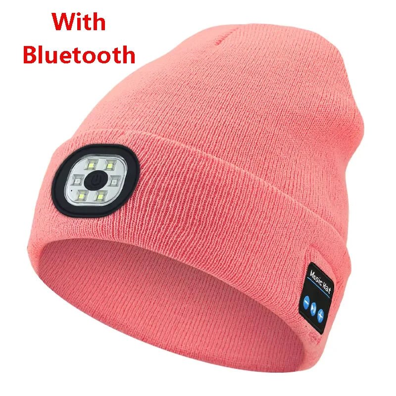 Wireless Bluetooth music knitted hat new outdoor led lighting rechargeable detachable luminous sleeve cap - TINMICO