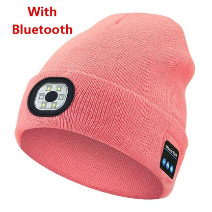 Wireless Bluetooth music knitted hat new outdoor led lighting rechargeable detachable luminous sleeve cap - TINMICO