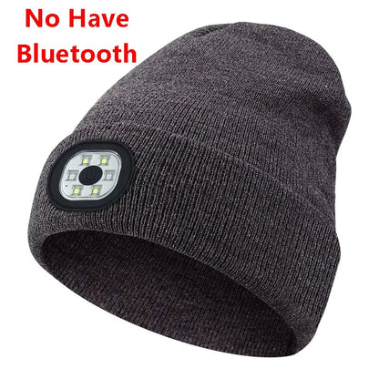 Wireless Bluetooth music knitted hat new outdoor led lighting rechargeable detachable luminous sleeve cap - TINMICO