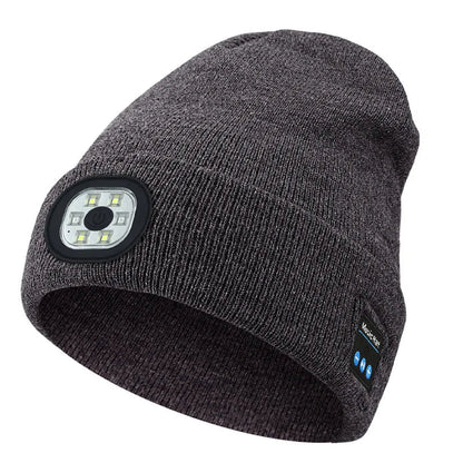 Wireless Bluetooth music knitted hat new outdoor led lighting rechargeable detachable luminous sleeve cap - TINMICO