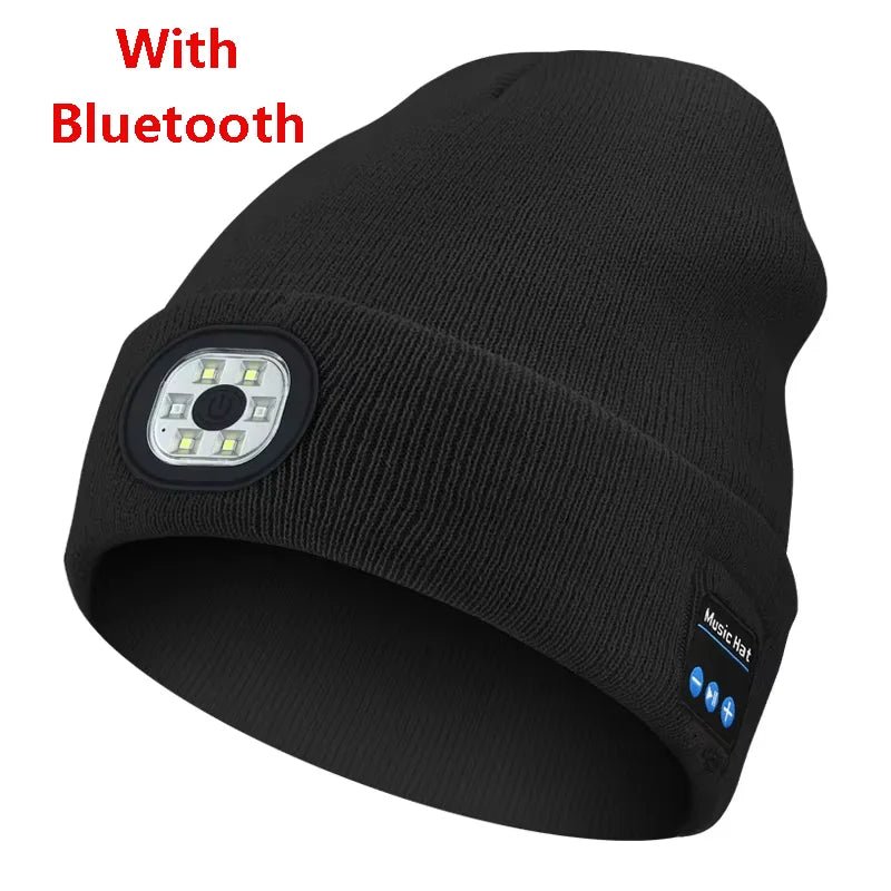 Wireless Bluetooth music knitted hat new outdoor led lighting rechargeable detachable luminous sleeve cap - TINMICO