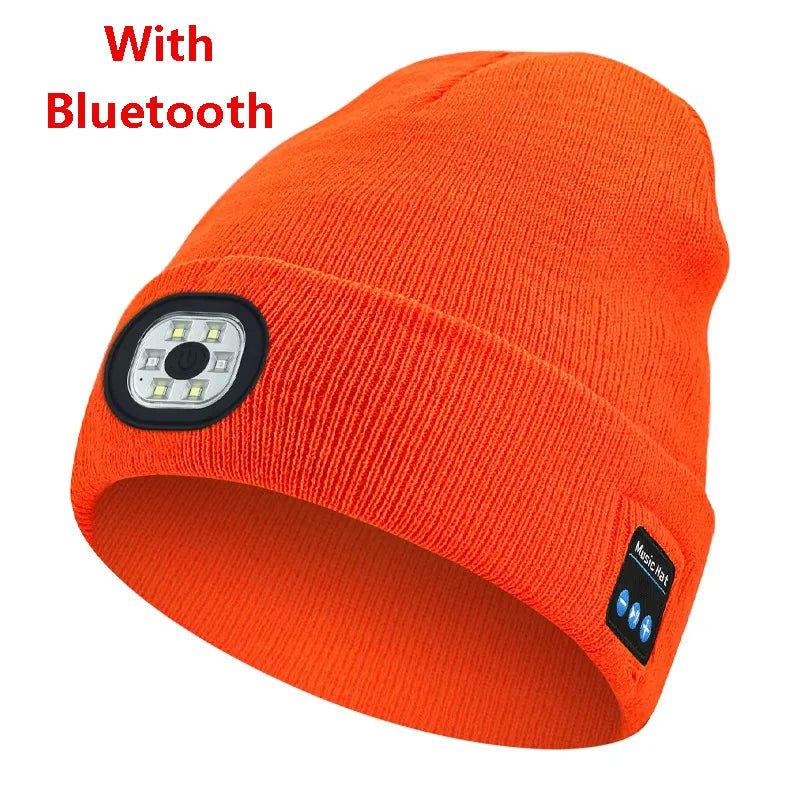 Wireless Bluetooth music knitted hat new outdoor led lighting rechargeable detachable luminous sleeve cap - TINMICO