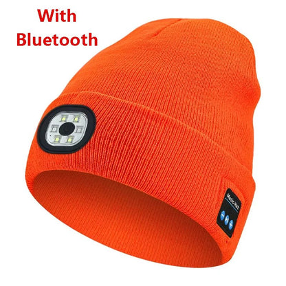 Wireless Bluetooth music knitted hat new outdoor led lighting rechargeable detachable luminous sleeve cap - TINMICO