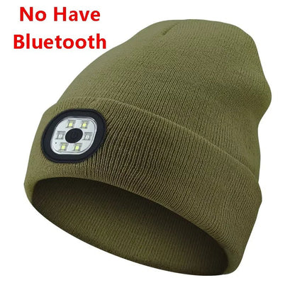 Wireless Bluetooth music knitted hat new outdoor led lighting rechargeable detachable luminous sleeve cap - TINMICO