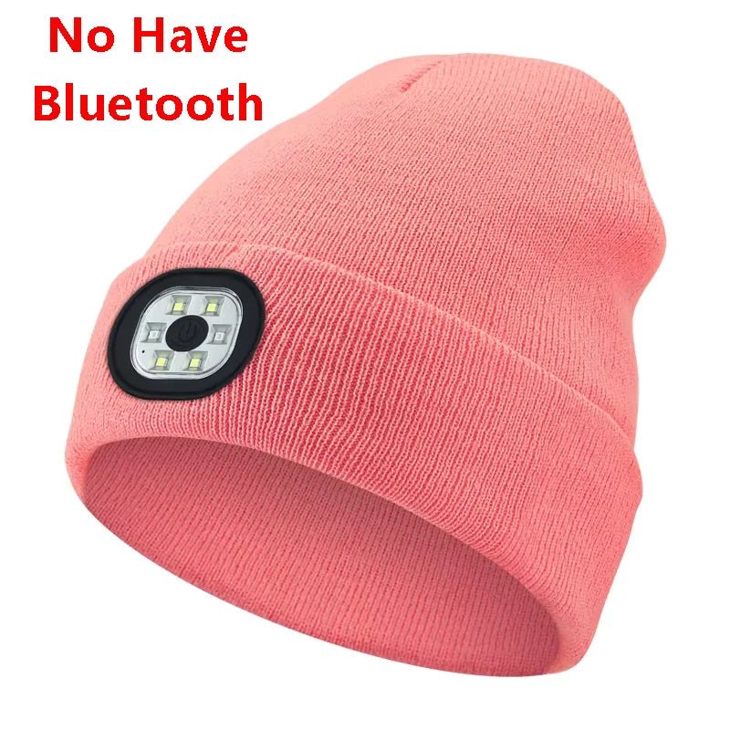 Wireless Bluetooth music knitted hat new outdoor led lighting rechargeable detachable luminous sleeve cap - TINMICO