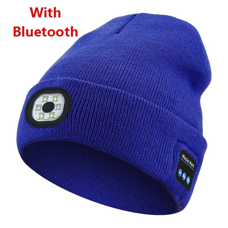 Wireless Bluetooth music knitted hat new outdoor led lighting rechargeable detachable luminous sleeve cap - TINMICO