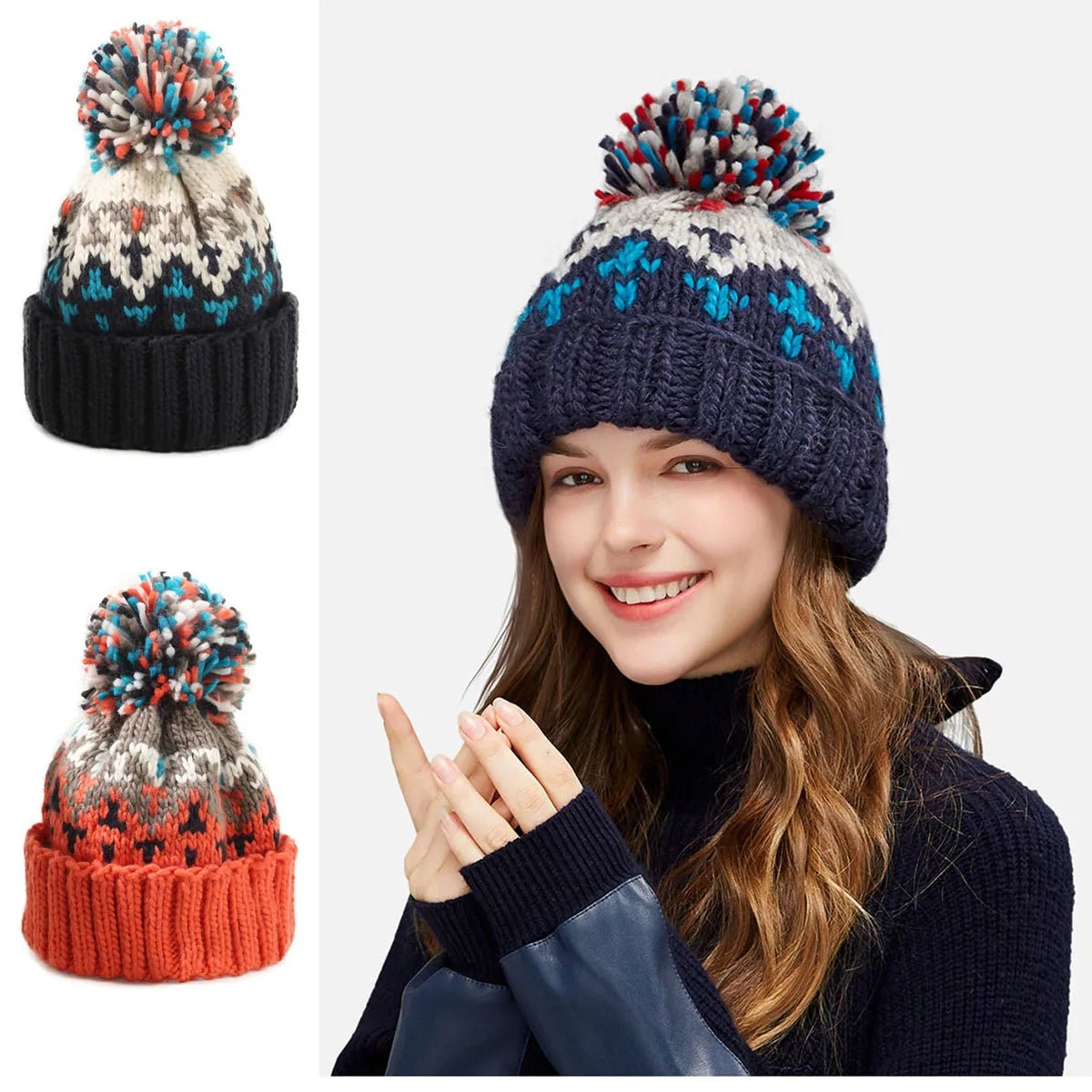 Woman Winter Hat Autumn Beanies With Pompom Warm Wool Skullies Wholesales acrylic beanies winter hat for woman TINMICO - TINMICO