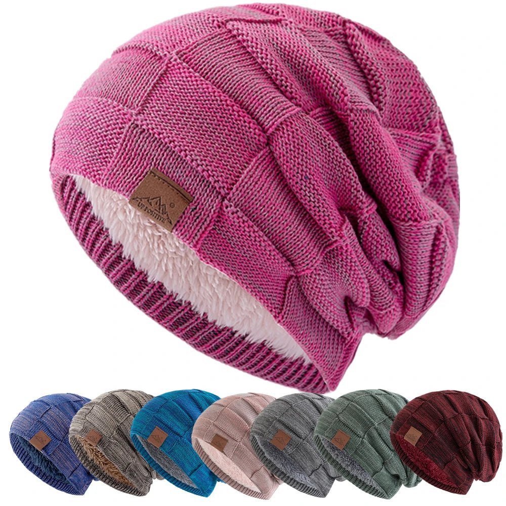 Women Winter Hats Fashion Slouchy Warm Beanie Fashion Female Multicolor Mixing Color Design Knitted Cap | TINMICO - TINMICO