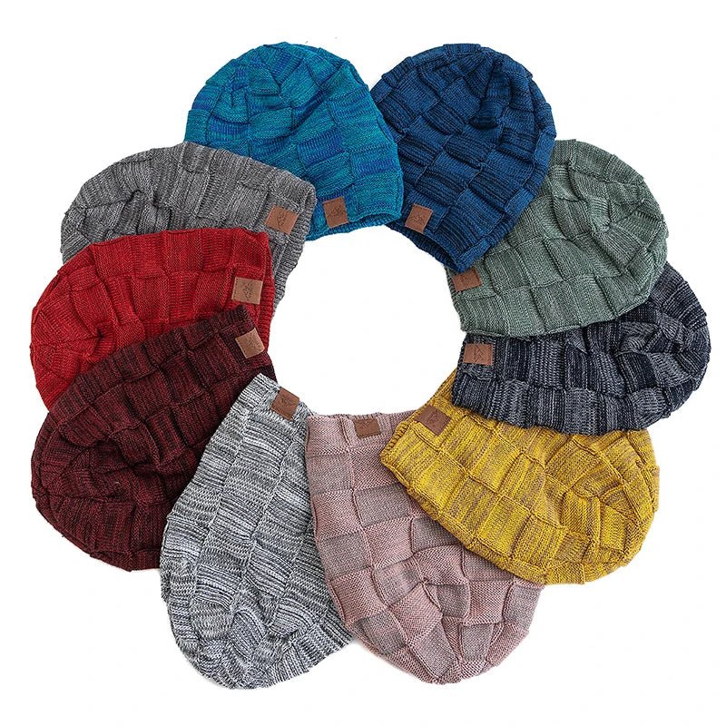 Women Winter Hats Fashion Slouchy Warm Beanie Fashion Female Multicolor Mixing Color Design Knitted Cap | TINMICO - TINMICO