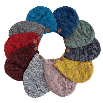 Women Winter Hats Fashion Slouchy Warm Beanie Fashion Female Multicolor Mixing Color Design Knitted Cap | TINMICO - TINMICO