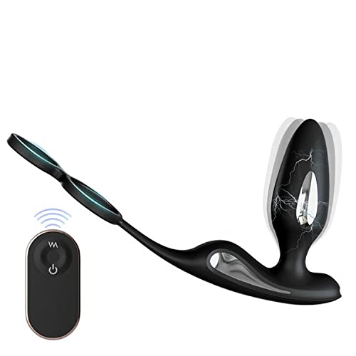 TINMICO Massager Electric Shock Anal Vibrator Butt Plug Male Prostate, Massager Anus Vagina, Penis Cock Ring Sex Toys for Men Couples,Vibrating 7 Modes with Penis Ring (Black)