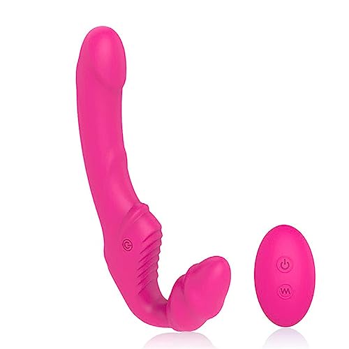 TINMICO Lesbian Strapless Strapon Double Dildo Vibrator Sex Toys for Adults Women Strap On Penis Remote Control Female Massager,Random Color (Rose Red,Purple) (Rose Red)