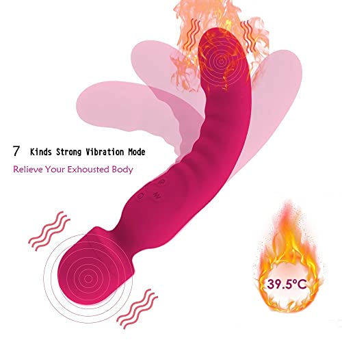 TINMICO Female Masturbation, TMC Dual Heads Vibration, Heating Massage G-spot Vibrator Clitoral Stimulator, Dildos Vibrator Rechargeable 7 Speed Strong Vibrator, Gift for Women,Couble