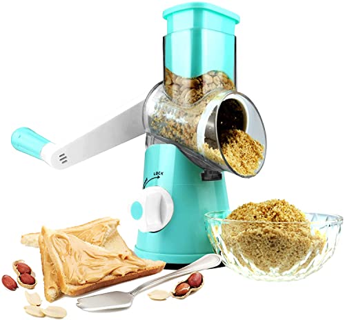 MagicBox 3 in1 Multi-Purpose Manual Food Grater For Vegetable, Nuts, Potato, Cheese, Chocolate, Carrots Walnuts, Cookies.. Tabletop Drum Grate Super Easy To User, Blue