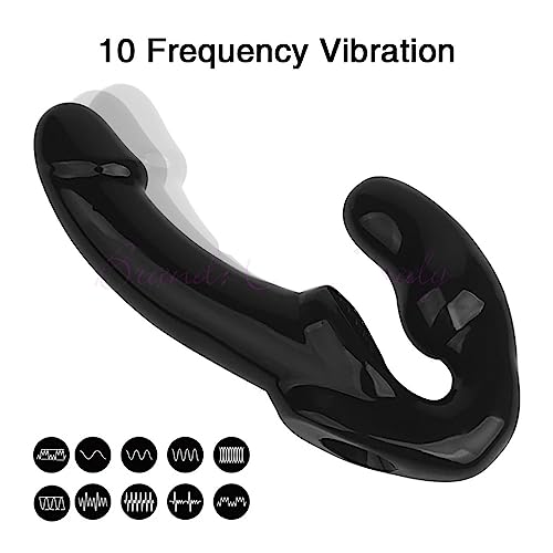 TINMICO Wireless Remote Control Strap-on Dildo Vibrator for Couples Strapon for Lesiban Double Head Adult Sex Toys,Random Color(Black,Purple) (Black)