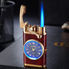 Alloy Lighter with Watch Pan, Creative Dial Rocker Arm Inflatable Lighter Windproof Portable Candle Lighter, Jet Flame Mini Torch Lighter for Grills, BBQ, Fireplaces, Camping (C)