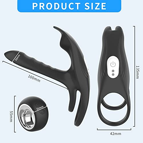 TINMICO Couples Delay Ejaculation Penis Vibrator with Double Cock Ring Nipples Massager,Dual Motor Rings with 10 Vibration Modes with 2 Powerful Motors,Gift for Coubles